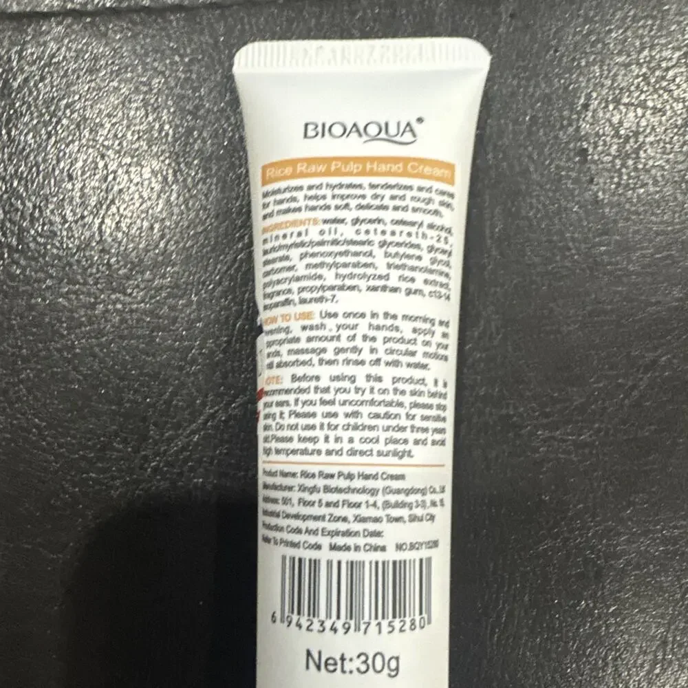 BIOAQUA Rice Raw Pulp Hand Cream 30g Added Rice Extract Moisturizing Lotion